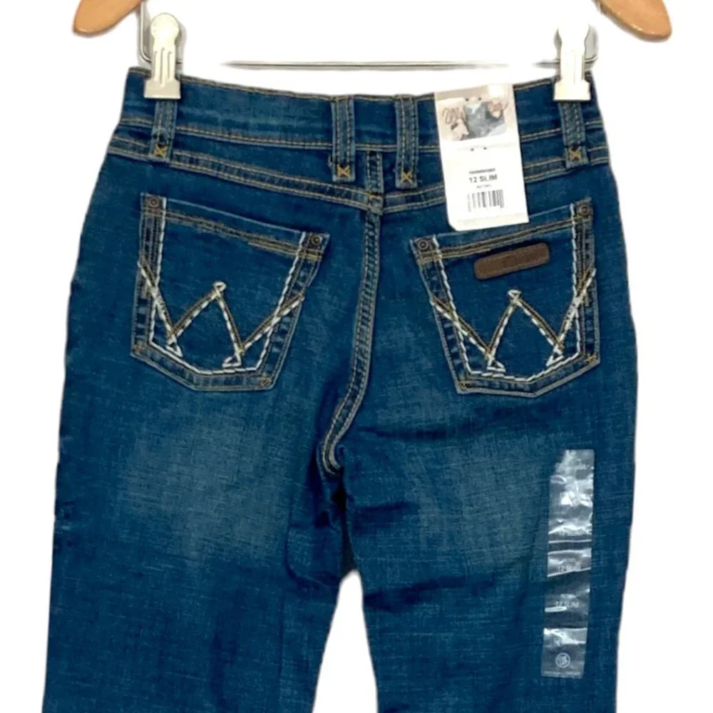 Wrangler Youth Retro Mid-rise Boot Cut Jean 1009MWGMS Blue New - Picture 4 of 6